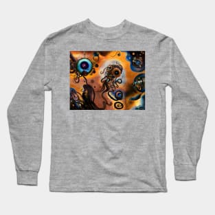 Cosmic steampunk squid, AI art Long Sleeve T-Shirt